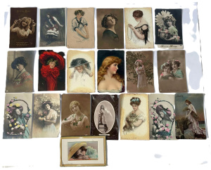 Lot 57 - approx 18 x c1900 postcards mainly glamour, beauties, Harrison Fisher,