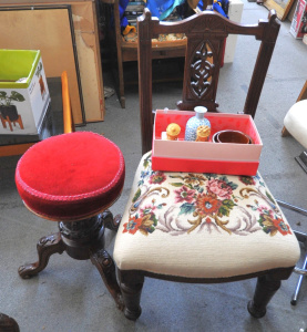 Lot 65 - Group lot - Edwardian Dining Chair w carved decoration to back, Victori