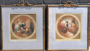 Lot 203 - Pair Gilt Framed Classical 19th C Mezzotints - The Farmers Visit &