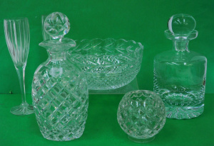 Lot 215 - Group lot of quality Crystal inc Galway Bowl, Bohemian Crystal Decante