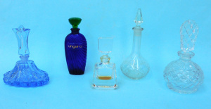 Lot 234 - 5 x Vintage Glass Perfume bottles inc Diamond cut crystal with faceted