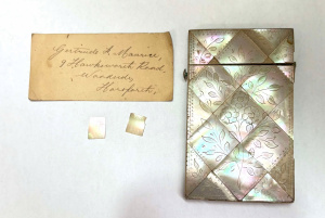 Lot 260 - Victorian carved mother of pearl Card Case - floral dcor, intarsia wor