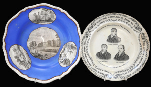 Lot 300 - 2 x 19th C English Cabinet Plates - Featuring Knypersley Hall & Pr