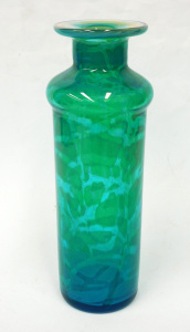 Lot 319 - Vintage signed Mdina Malta glass Cylinder Vase - Blue with Green freef