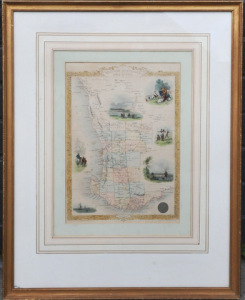 Lot 12 - Framed c1856 Engraved Map - Western Australia Swan River - details to m