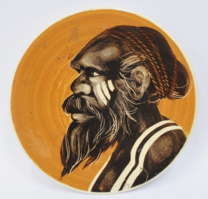 Lot 26 - Martin Boyd small c1950s Australian Pottery Wall Plate - HPainted Abori