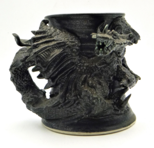 Lot 30 - Vintage Hellfire Australian Pottery Mug - Applied Dragon to Body, horn