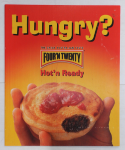 Lot 65 - Corflute Four'nTwenty Pies Double Sided Hot'n Ready Advertising Sign