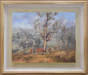 Lot 77 - John Tiplady (1938 - ) Large Gilt framed Oil Painting - On The Hunt - S