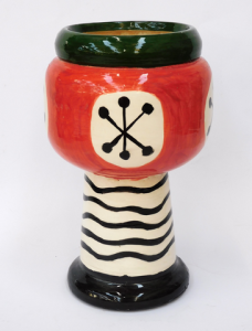 Lot 94 - Gus McLaren (1923 - 2008) Australian Pottery Pedestal Vase, Hand Painte