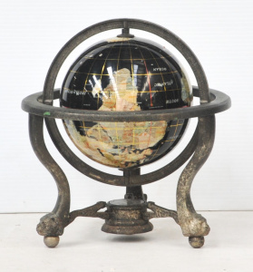 Lot 10 - Modern Globe of the World Made with Inlaid Semi-Precious Stones About 2