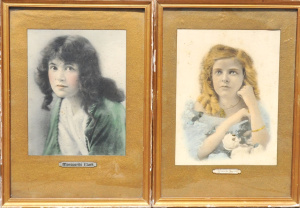 Lot 15 - Pair vintage c1920s Gilt framed coloured prints of silent Film Actresse