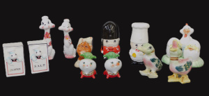 Lot 21 - Group lot of Retro novelty Salt & Peppers mostly Japanese inc Chief