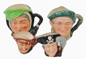 Lot 24 - 4 x Royal Doulton character Jugs - 2 x large size Sairey Game D5451, Au