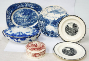 Lot 46 - Group lot of English China inc Spode round trinket box - Girl at Well2