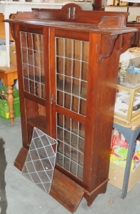 Lot 73 - Vintage Blackwood Lead Light Cabinet w Three Shelves & Spare Lead L