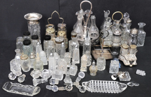 Lot 83 - Lot of Vintage Glass and Crystal inc Cruet Sets, Salt and Pepper Shaker