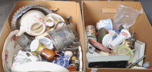 Lot 84 - 2 x Boxes of Mixed Items incl EPNS, China, Ceramics, Plates, Teapots et