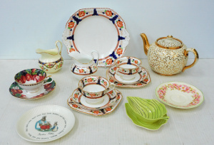 Lot 145 - Group lot vintage English China inc Tuscan Cake Plate, 2 Trios & C