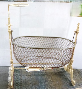 Lot 208 - Vintage Victorian Cast Iron Baby Cot - 105cm L x 48cm W