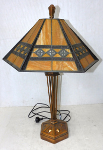 Lot 215 - Art Deco Style Lamp with Lead Light Shade