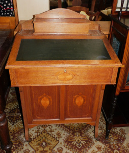 Lot 219 - Vintage c1910 light stained Oak Sheraton style Secretaire - classical