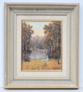 Lot 226 - Patricia Royle (1977 - ) Small framed Oil Painting - Lazy Afternoon, Y