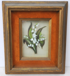 Lot 231 - Vintage Framed Painting on 2 x glass Panels to give 3D look - Lily of