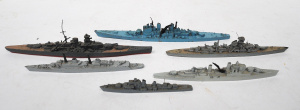 Lot 241 - 5 x vintage diecast Battleships incl Triang, Minic, Hong Kong etc long