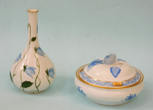 Lot 306 - 2 pces of Hungarian Herend Hand painted China inc Bluebell Bud Vase 14