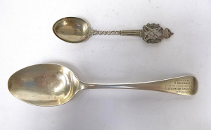 Lot 331 - 2 x Sterling Silver Spoon Trophys for Harold King Newman - Tablespoon