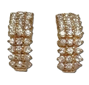 Lot 344 - Pair of 14ct ygold stud earrings each with 27 small claw set diamonds