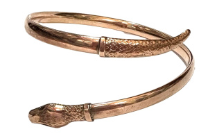 Lot 355 - Vintage Dunklings 9ct Silver lined rose gold plated Snake arm bangle -