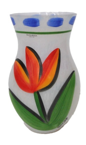 Lot 366 - Modernist Ulrica Hydman Vallien (1938 - 2018) Hand painted Glass Vase