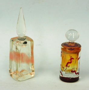 Lot 372 - 2 x Richard Clements Australian Studio Glass Perfume Bottles - Cylinde