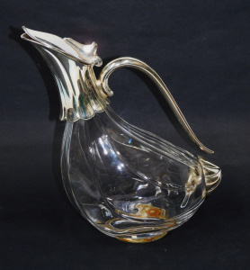 Lot 374 - Vintage Glass & Silver Plate duck decanter 24cm H