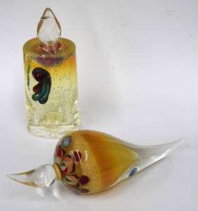 Lot 390 - 2 x Richard Clements Australian Studio Glass Perfume bottles - Vertica