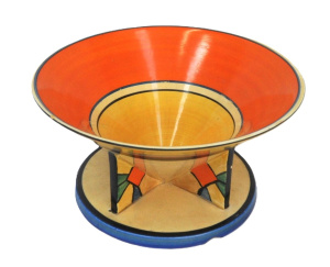 Lot 393 - 1930s Clarice Cliff Bizarre Large Conical bowl - Geometric pattern han