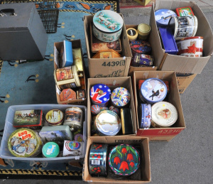 Large lot - 8 x boxes Tins - mainly Modern - Sets Darcy Doyle Cannisters, Beatri