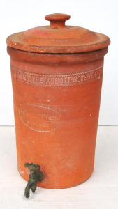 Vintage c1900 Terracotta The Abbott Water Filter Receiver - Approx 40cm H