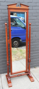 Vintage Light Stained Cheval Hardwood Mirror - Approx 160cm H