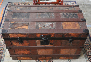 Vintage Travel Wooden Trunk w Handles - 87cm W x 54cm H