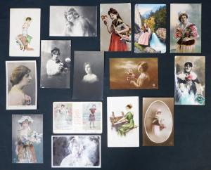 Group lot - Vintage c1900 & WW1 Postcards featuring Glamour Girls, Actresses