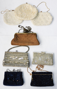 Group lot Vintage Ladies Beaded evening bags inc Oroton Diamante clutch, Cream S