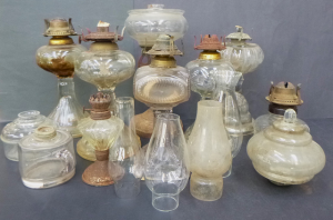 Large Group Lot of Vintage Victorian and Other Lamps Some with Glass Patterns, S