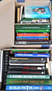 2 x Boxes of Sporting Books incl Books on Peter Brock, Football, Rugby, Motorspo