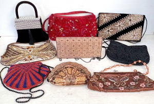 9 x evening bags - beaded, emboidered, sequins etc