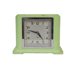 Vintage Green Bakelite Art Deco Smith Sectric Alarm clock - stylish period desig