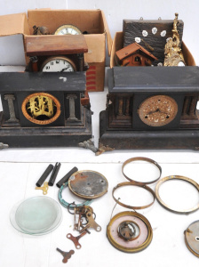 3 x Boxes of Mixed Vintage Clocks & Clock Parts incl Mantle Clocks, Cuckoo C