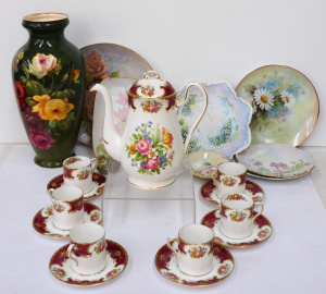 Group Lot of China inc English 1950s Shelly Coffee set - Duchess Floral pattern)